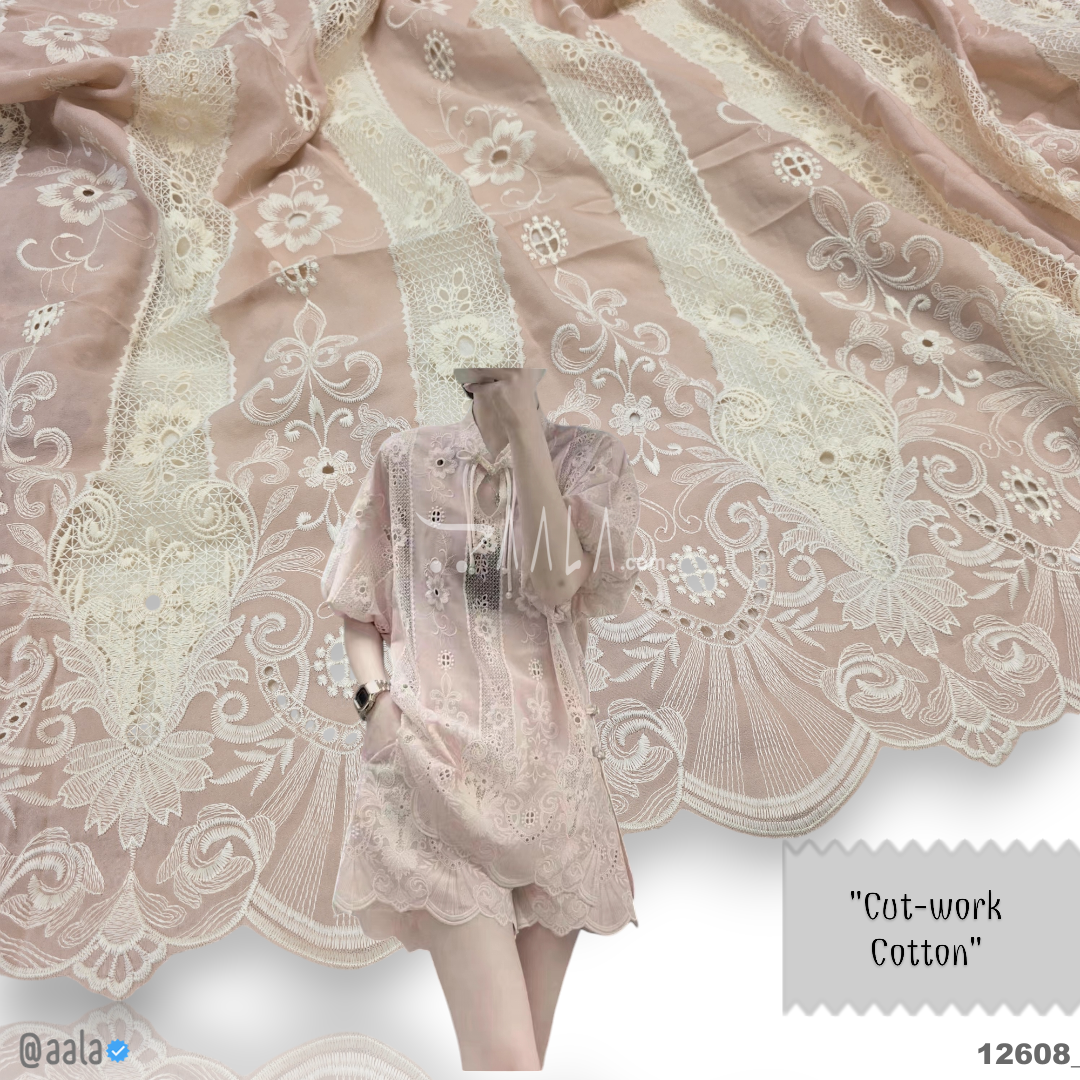 Cutwork Cotton Cotton 52-Inches PEACH Per-Metre 