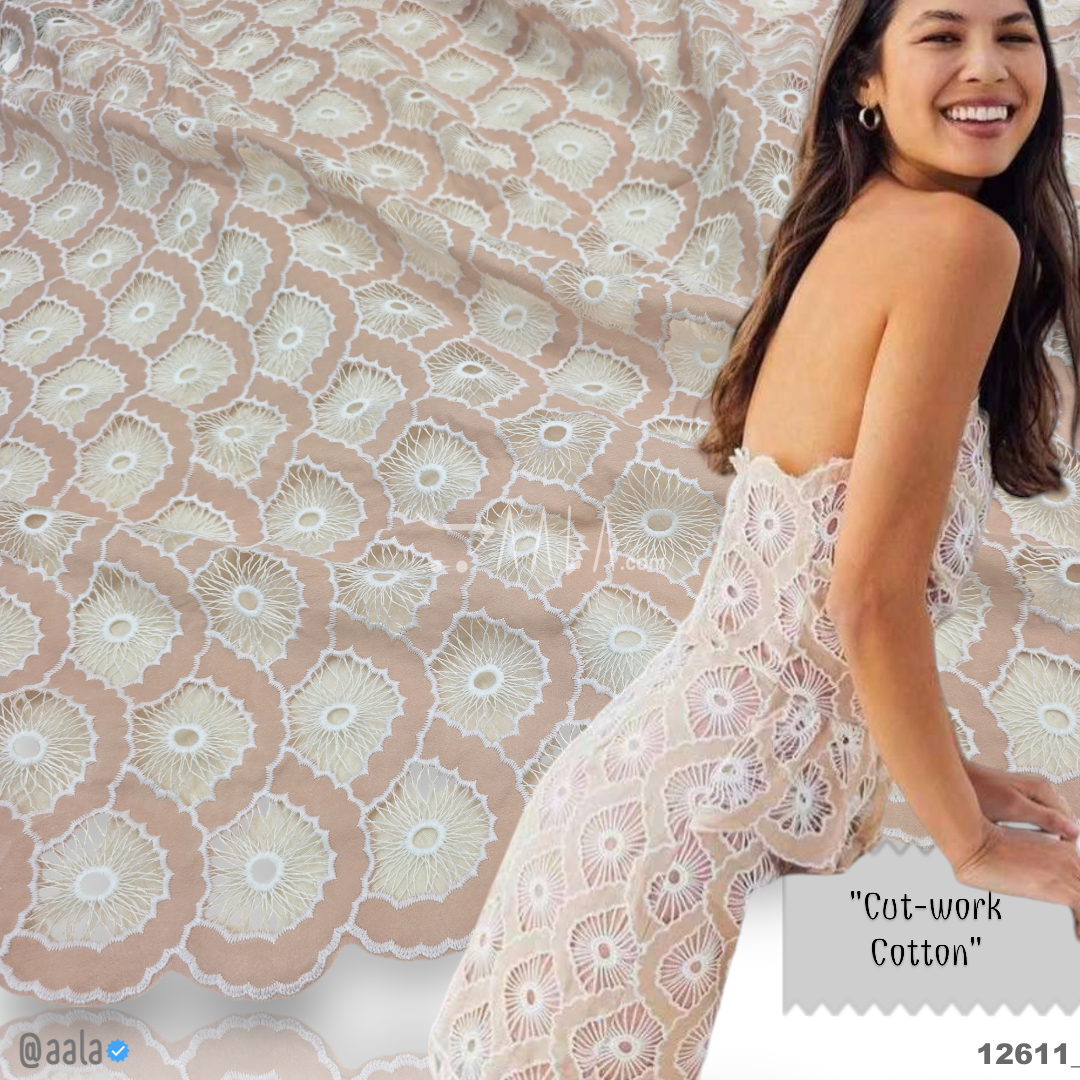 Cutwork Cotton Cotton 52-Inches PEACH Per-Metre #12611