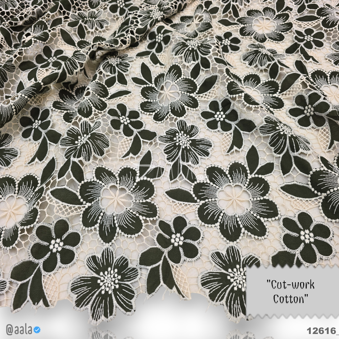 Cutwork Cotton Cotton 52-Inches GREEN Per-Metre #12616