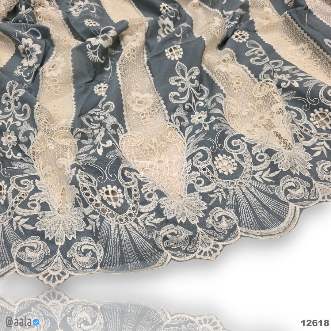 Cutwork Cotton Cotton 52-Inches GREY Per-Metre 