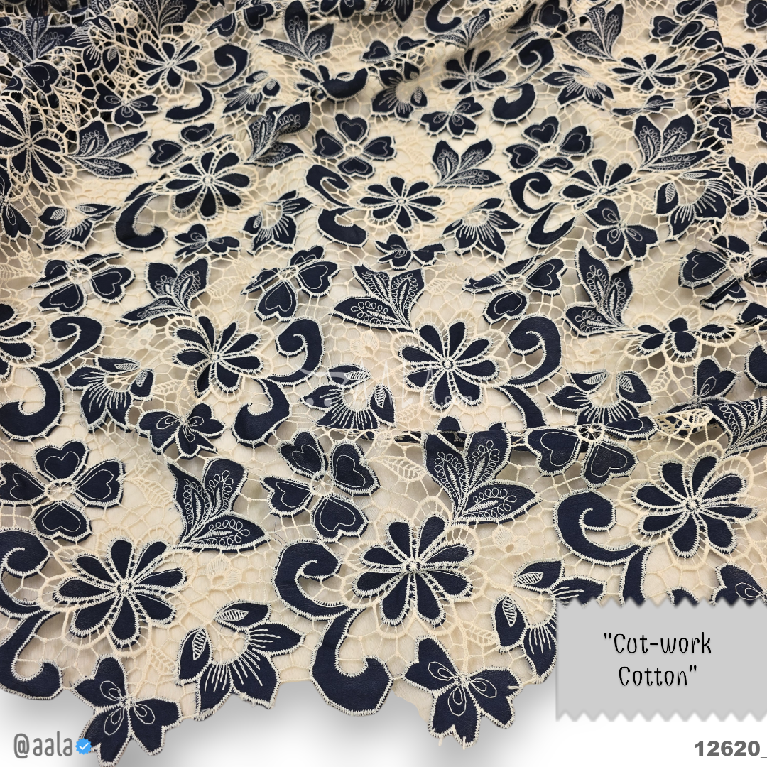 Cutwork Cotton Cotton 52-Inches BLUE Per-Metre #12620