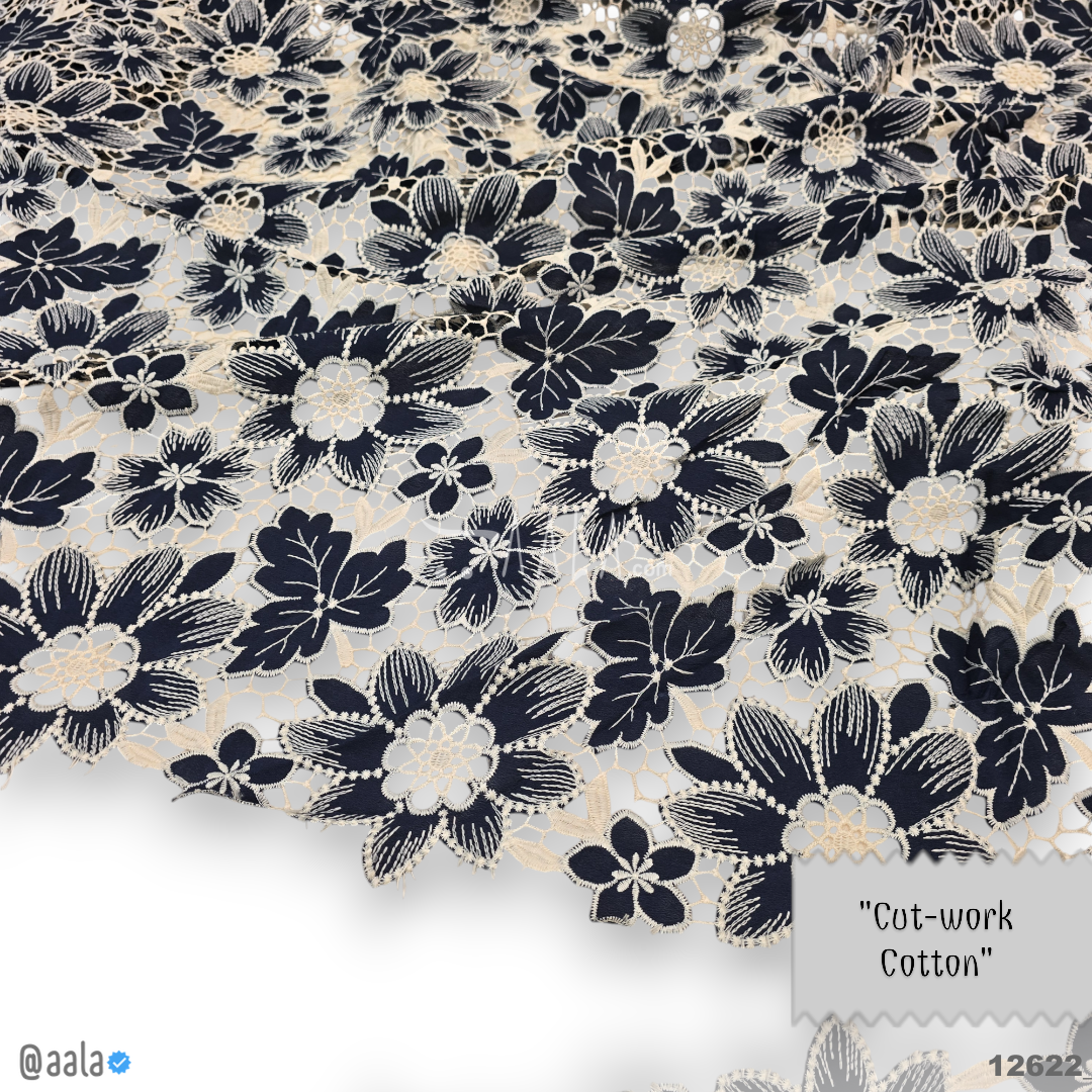 Cutwork Cotton Cotton 52-Inches BLUE Per-Metre #12622