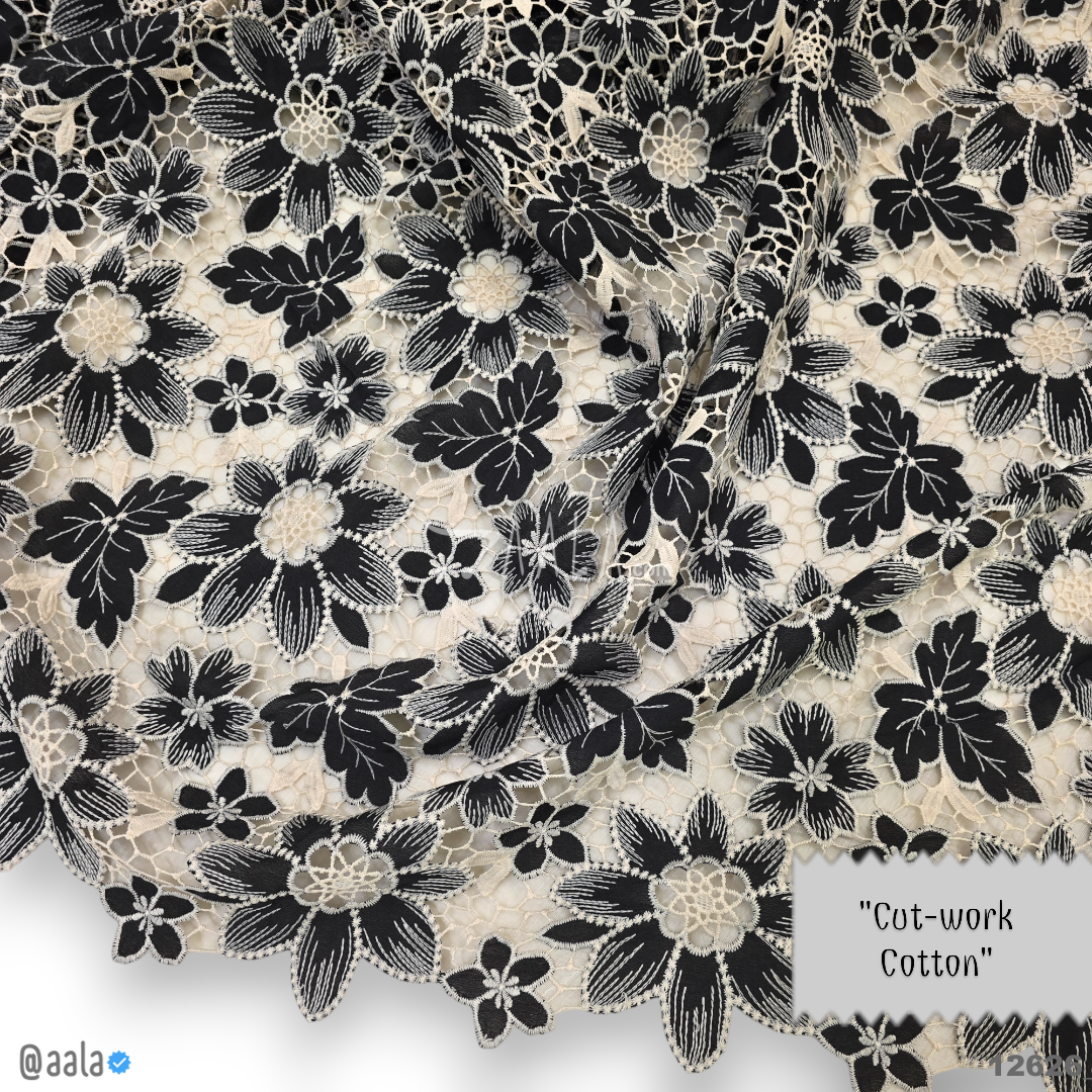 Cutwork Cotton Cotton 52-Inches BLACK Per-Metre #12626