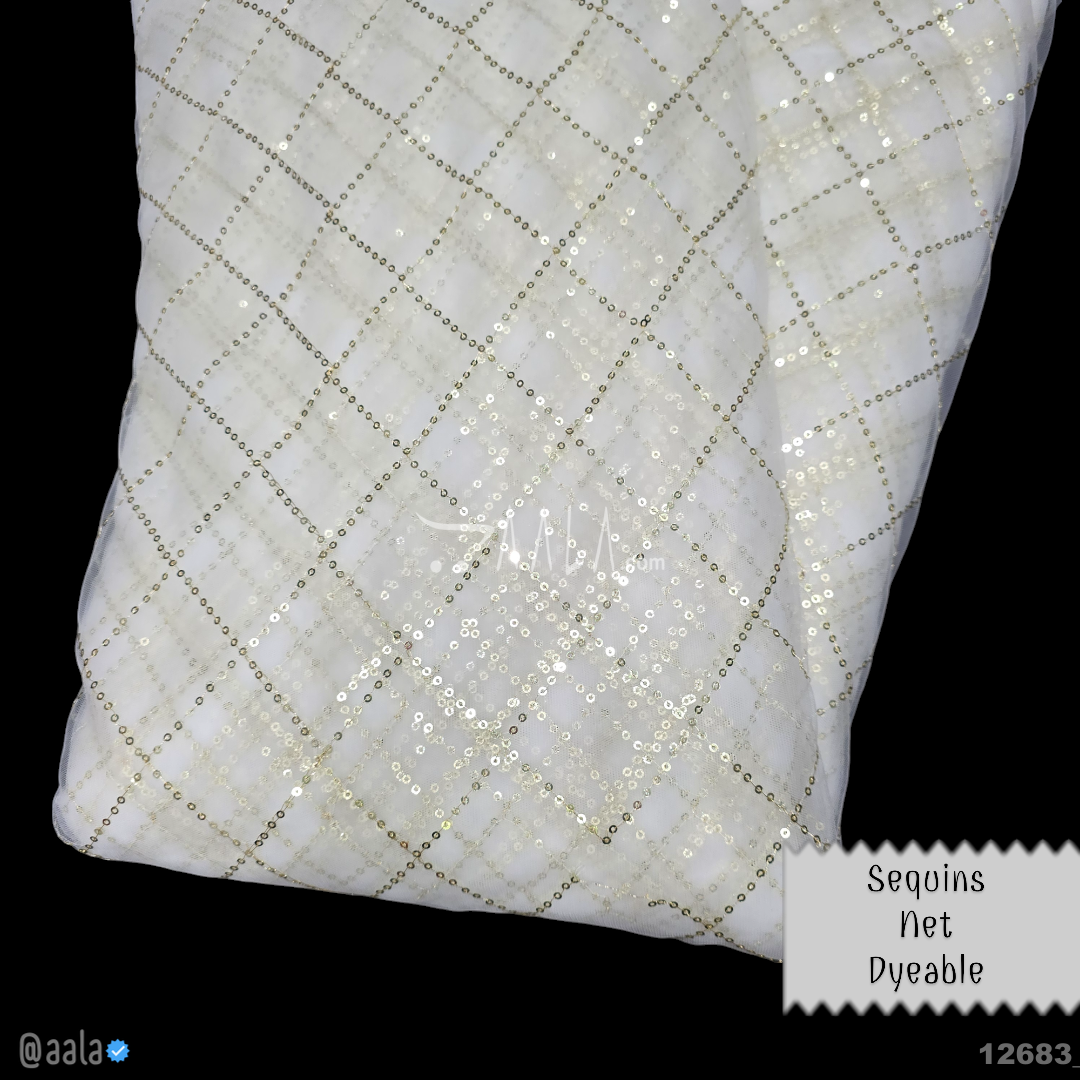 Sequins Net Nylon 44-Inches DYEABLE Per-Metre #12683