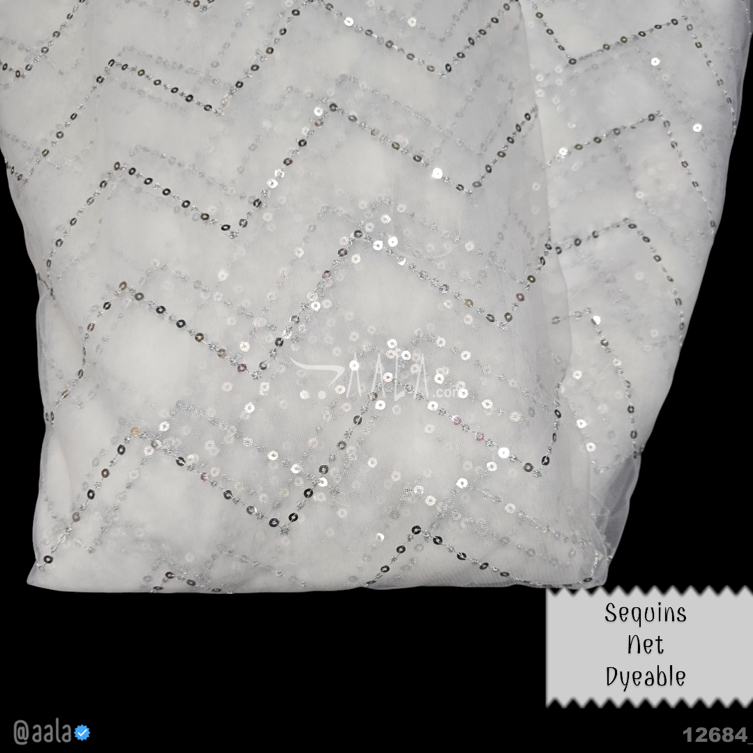 Sequins Net Nylon 44-Inches DYEABLE Per-Metre #12684