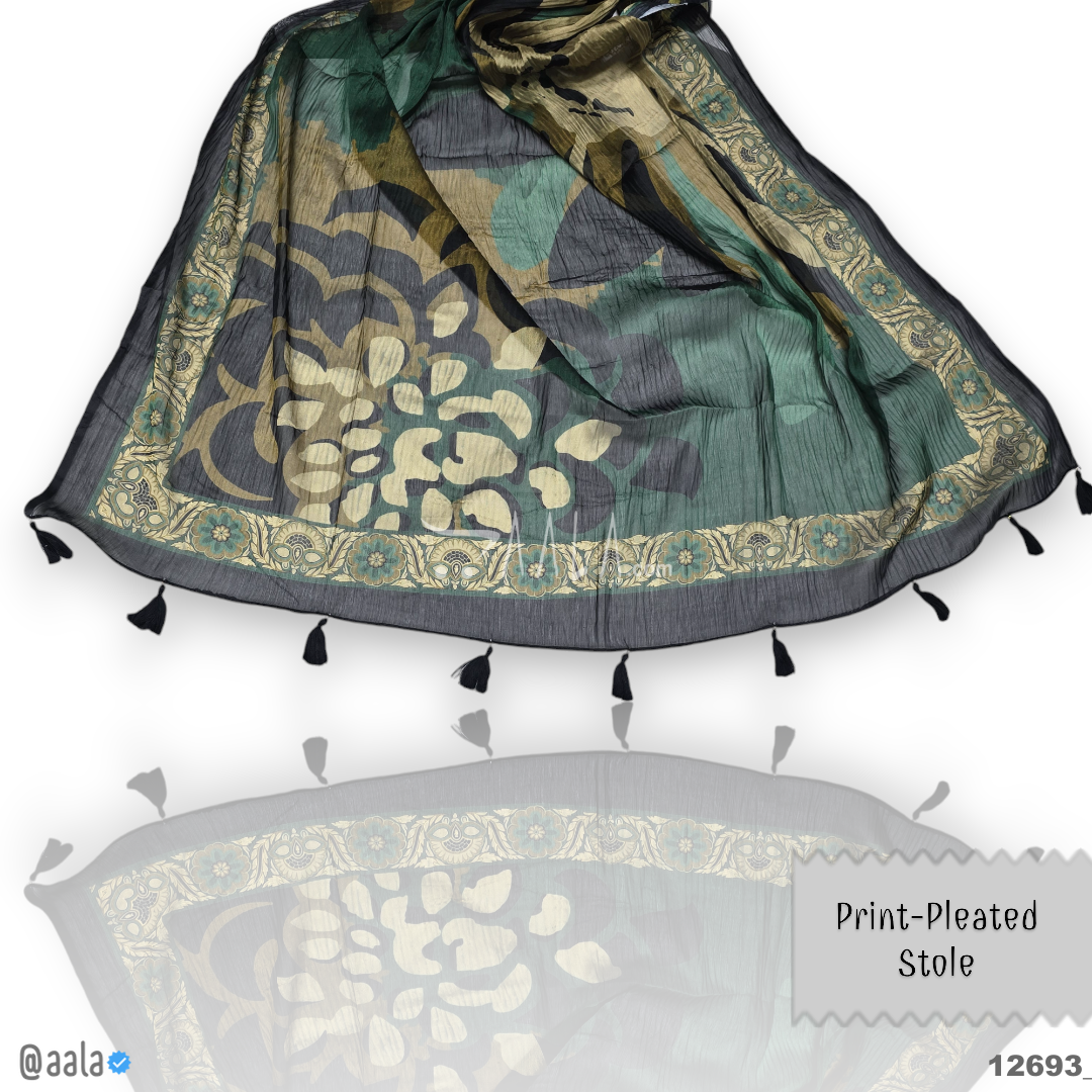 Print-Pleated Chiffon Silk Dupatta-20-Inches PRINTED 2.25-Metres 