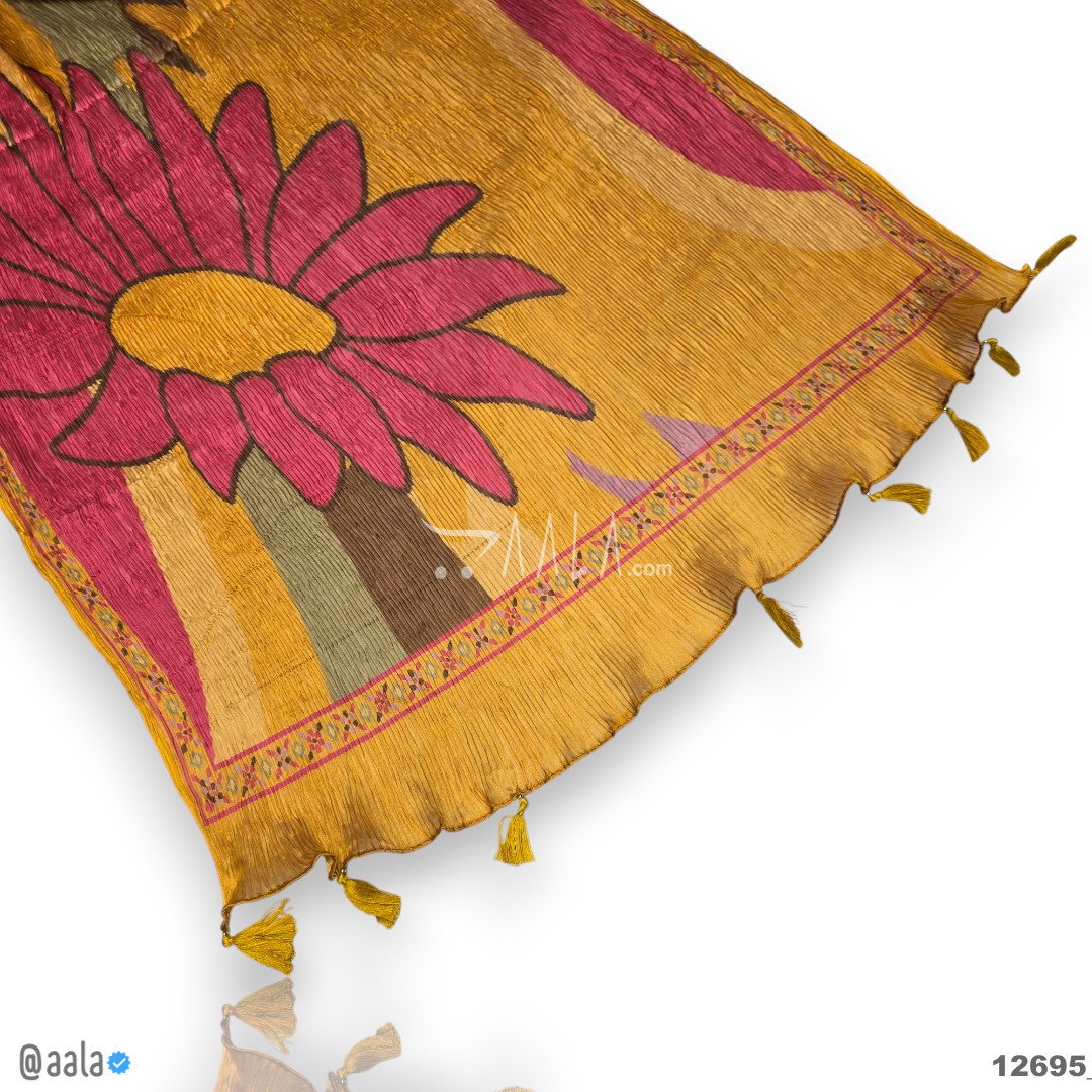 Print-Pleated Chiffon Silk Dupatta-20-Inches PRINTED 2.25-Metres 