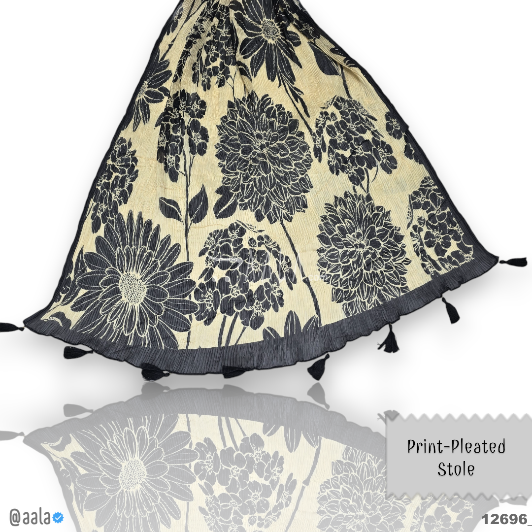 Print-Pleated Chiffon Silk Dupatta-20-Inches PRINTED 2.25-Metres 