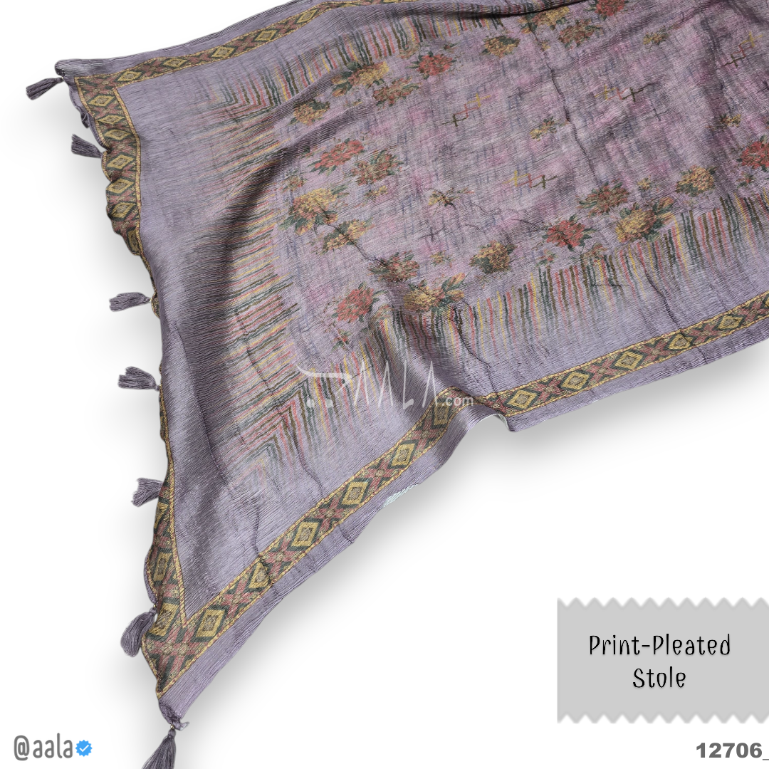 Print-Pleated Chiffon Silk Dupatta-20-Inches PRINTED 2.25-Metres 