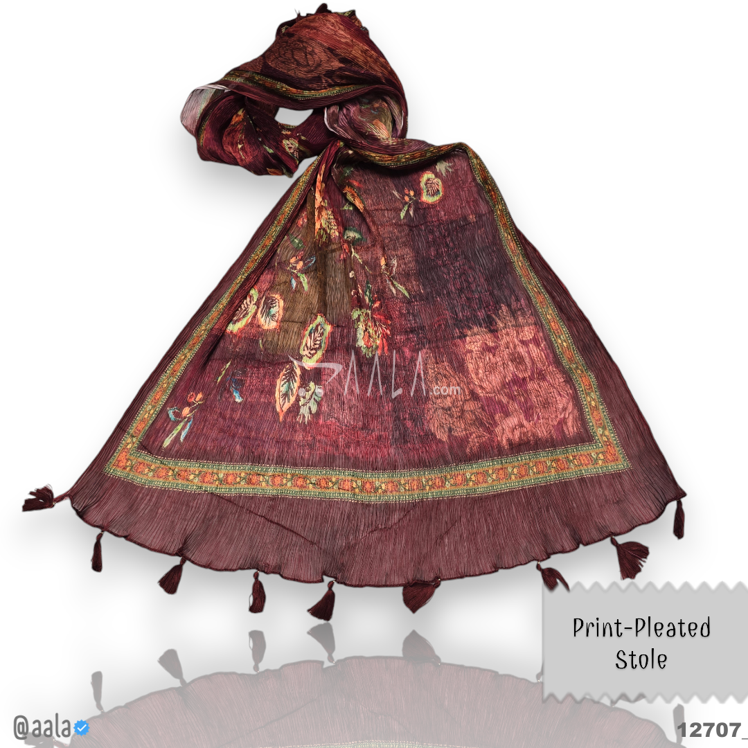 Print-Pleated Chiffon Silk Dupatta-20-Inches PRINTED 2.25-Metres 