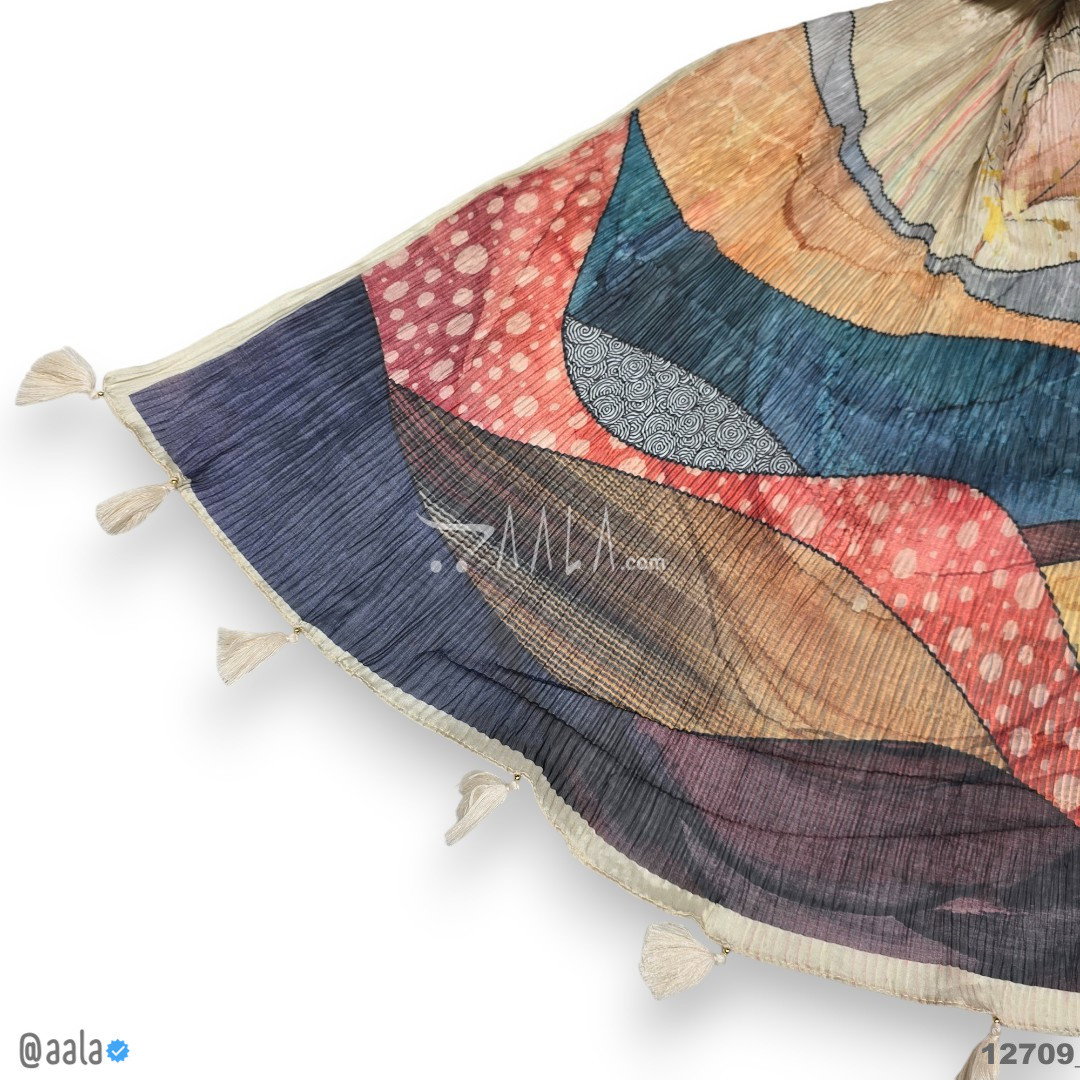 Print-Pleated Chiffon Silk Dupatta-20-Inches PRINTED 2.25-Metres 