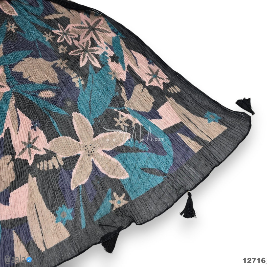 Print-Pleated Chiffon Silk Dupatta-20-Inches PRINTED 2.25-Metres 