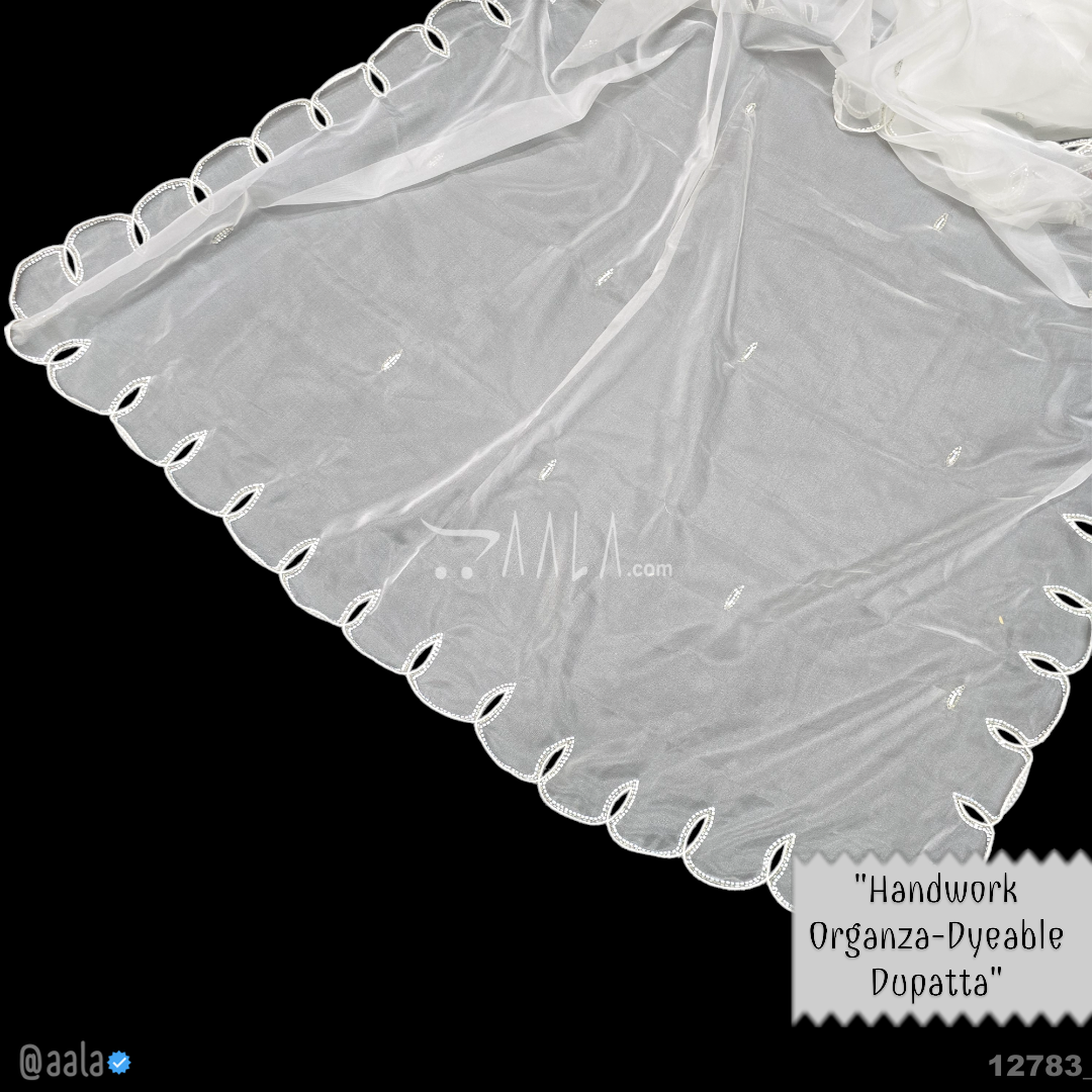 Handwork Organza Nylon Dupatta-44-Inches DYEABLE 2.25-Metres 