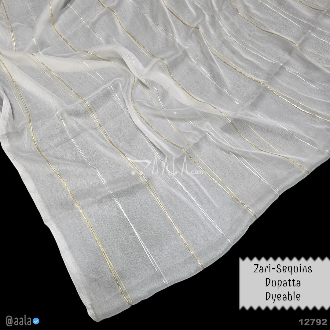 Zari-Sequins Chiffon Nylon Dupatta-32-Inches DYEABLE 2.25-Metres #12792