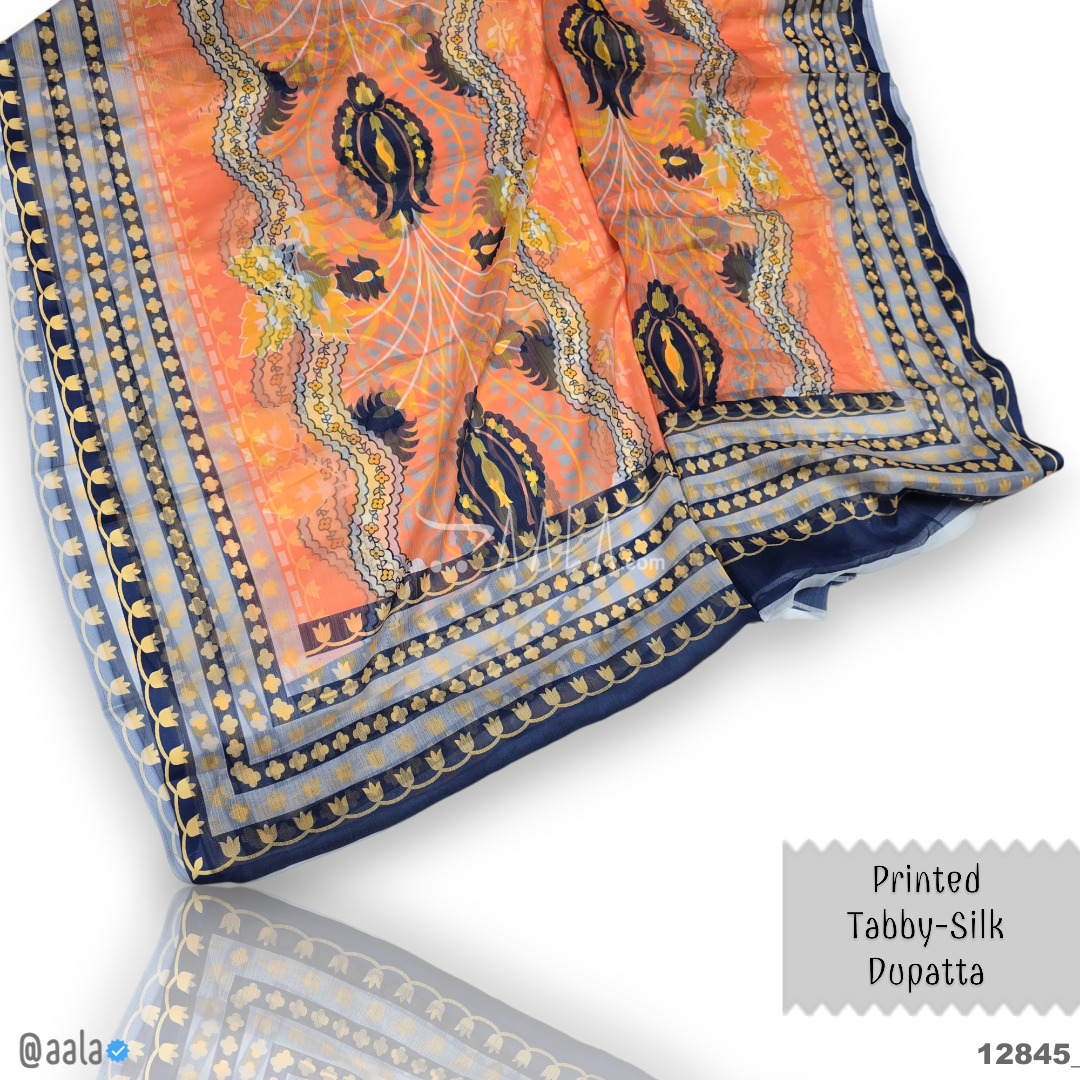 Printed-Tabby Chiffon Poly-ester Dupatta-32-Inches PRINTED 2.25-Metres #12845