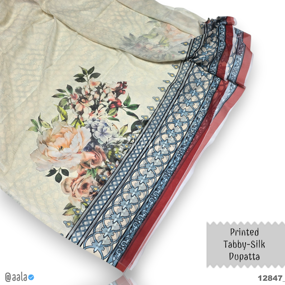 Printed-Tabby Chiffon Blend Dupatta-32-Inches PRINTED 2.25-Metres #12847