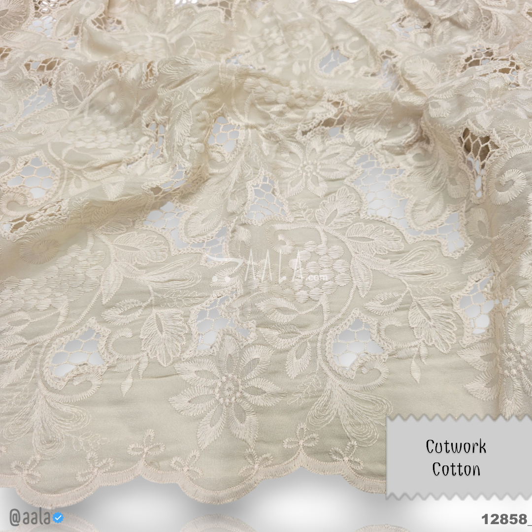 Cutwork Cotton Cotton 52-Inches CREAM Per-Metre #12858