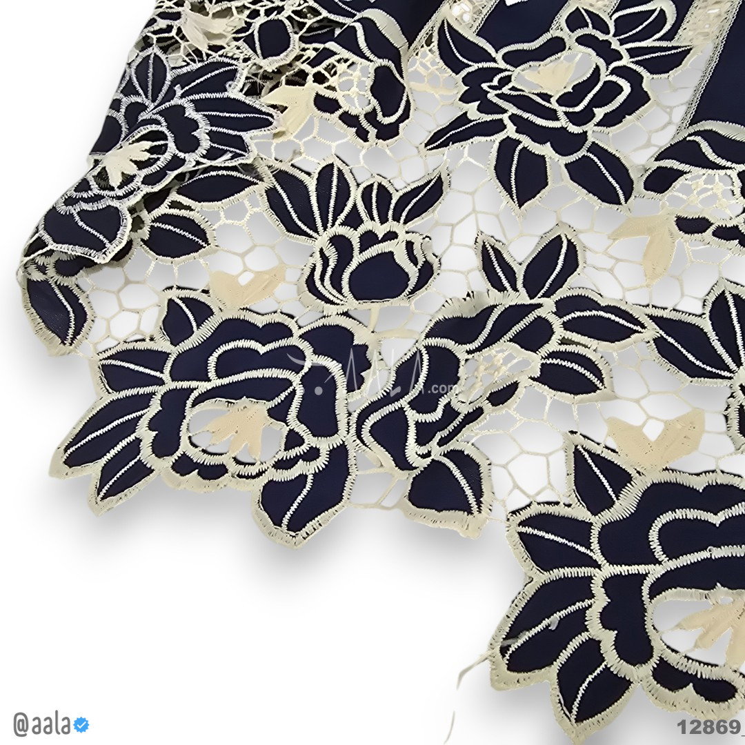 Cutwork Cotton Cotton 52-Inches BLUE Per-Metre 