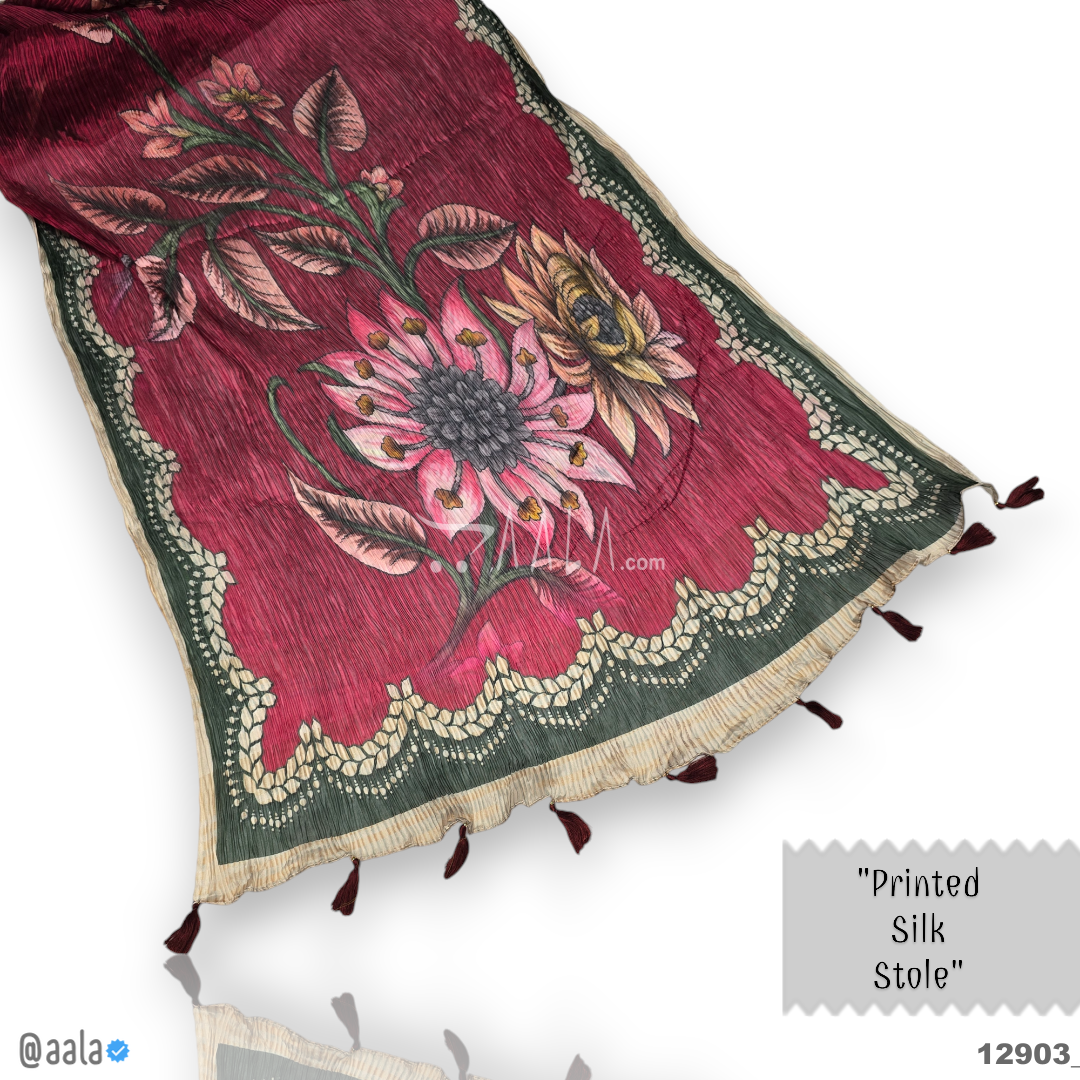 Printed Silk Blend Dupatta-20-Inches PRINTED 2.25-Metres 