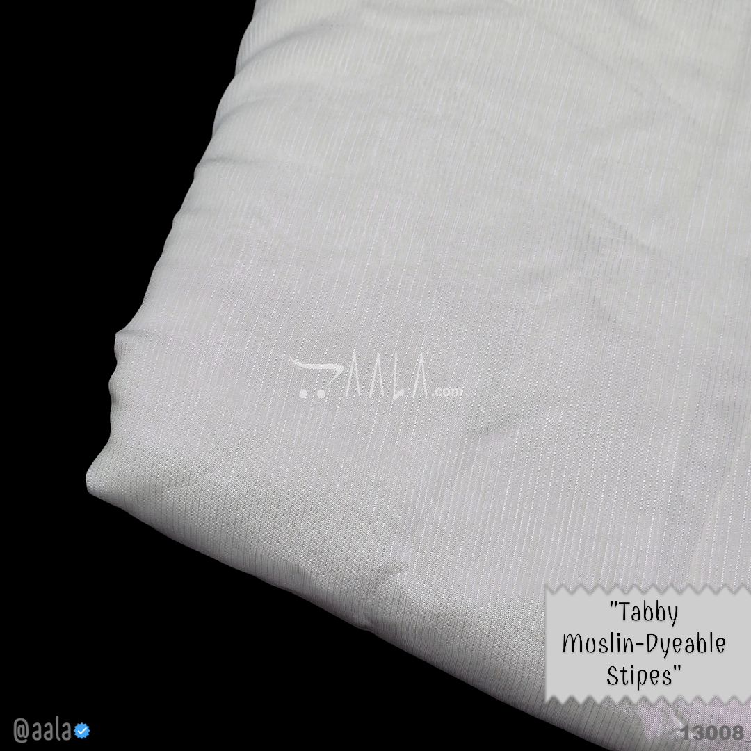 Tabby-Muslin-Stripes Cotton Nylon 44-Inches DYEABLE Per-Metre #13008