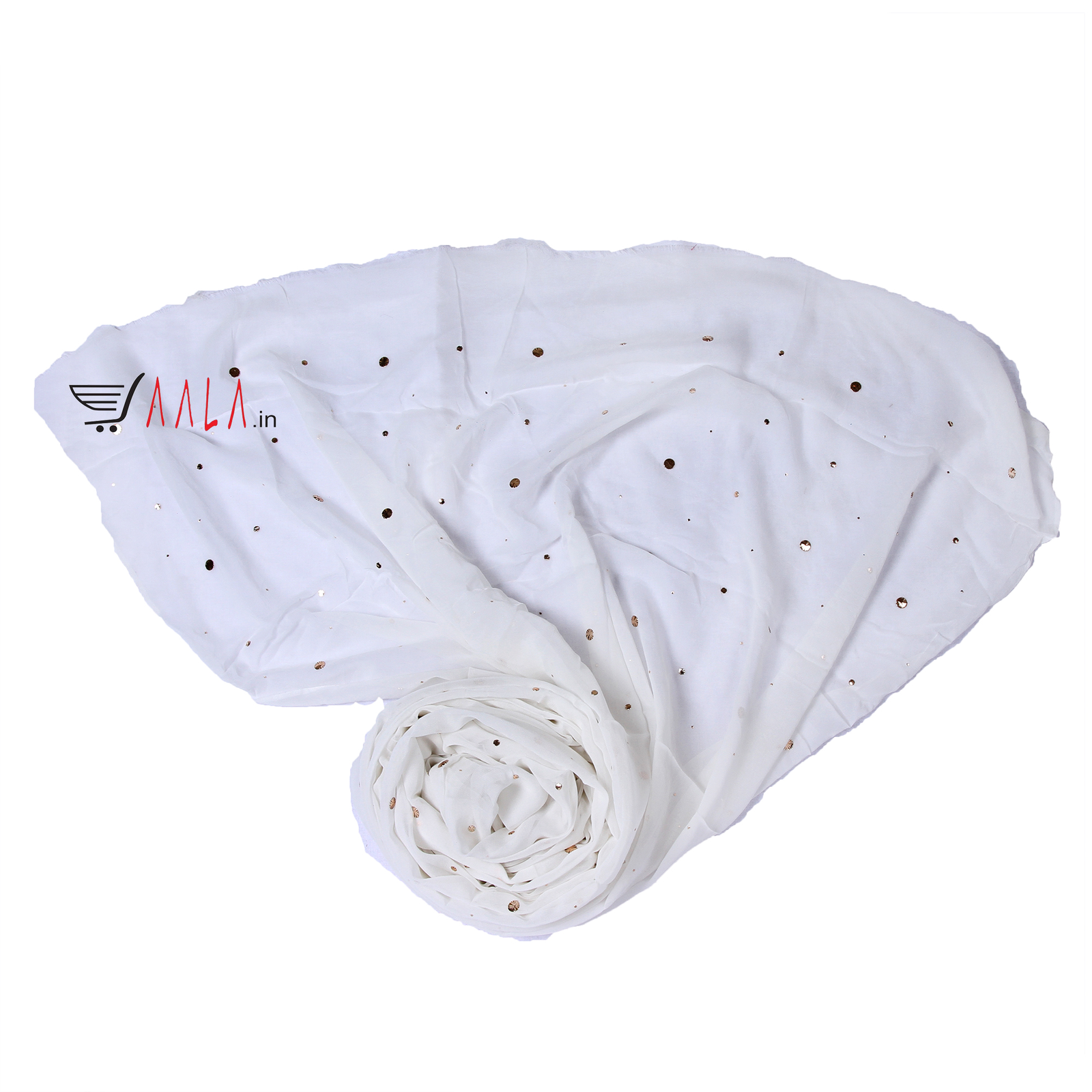 Gold Badla Georgette Dupatta 44 Inches Dyeable 2.00 Metres #1300