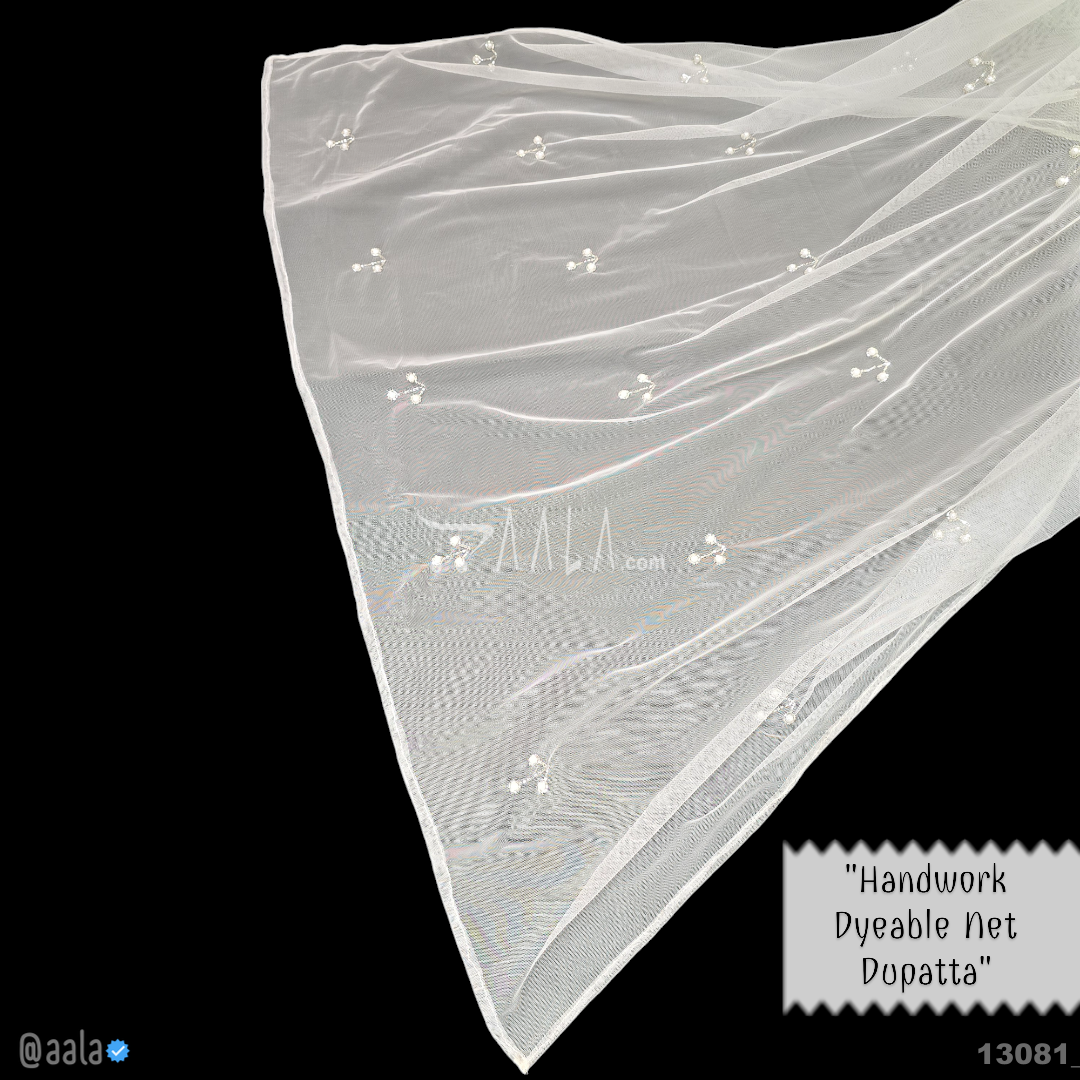 Handwork Net Nylon Dupatta-32-Inches DYEABLE 2.25-Metres #13081