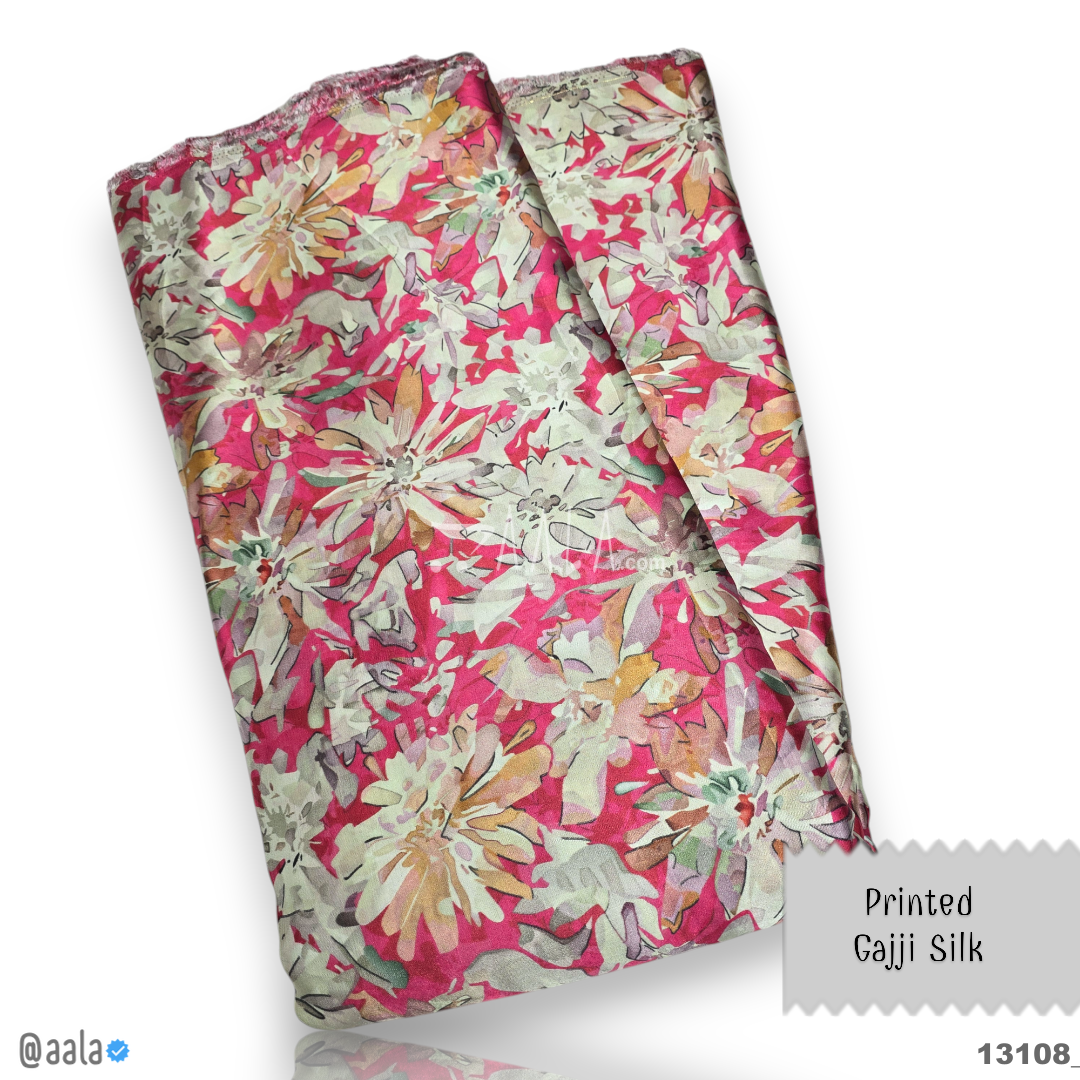 Printed-Gaji Silk Viscose 44-Inches PRINTED Per-Metre #13108