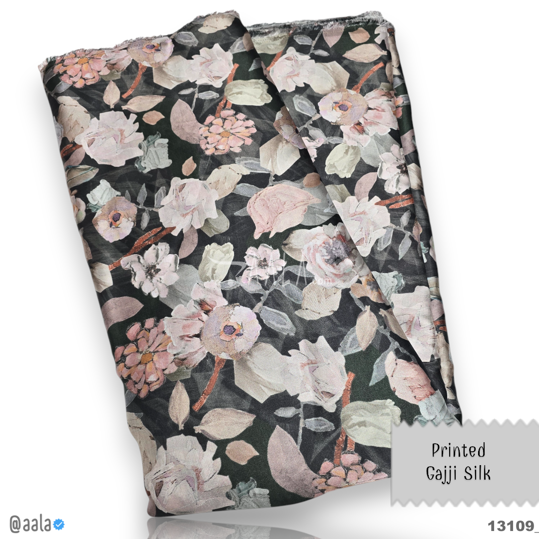 Printed-Gaji Silk Viscose 44-Inches PRINTED Per-Metre #13109