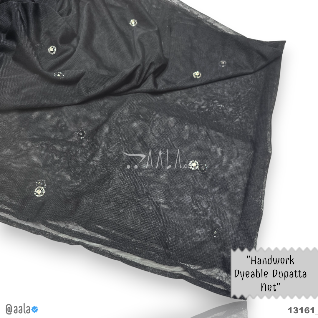 Handwork Net Nylon Dupatta-42-Inches BLACK 2.25-Metres #13161