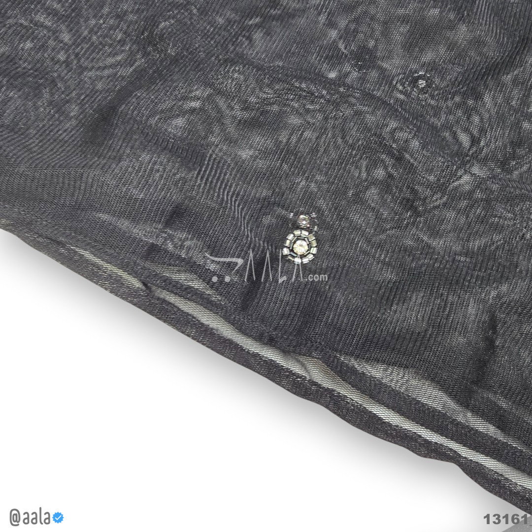 Handwork Net Nylon Dupatta-42-Inches BLACK 2.25-Metres 