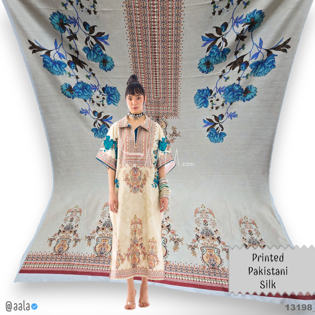 Printed-Pakistani Silk Blend 44-Inches PRINTED Per-Pc #13198