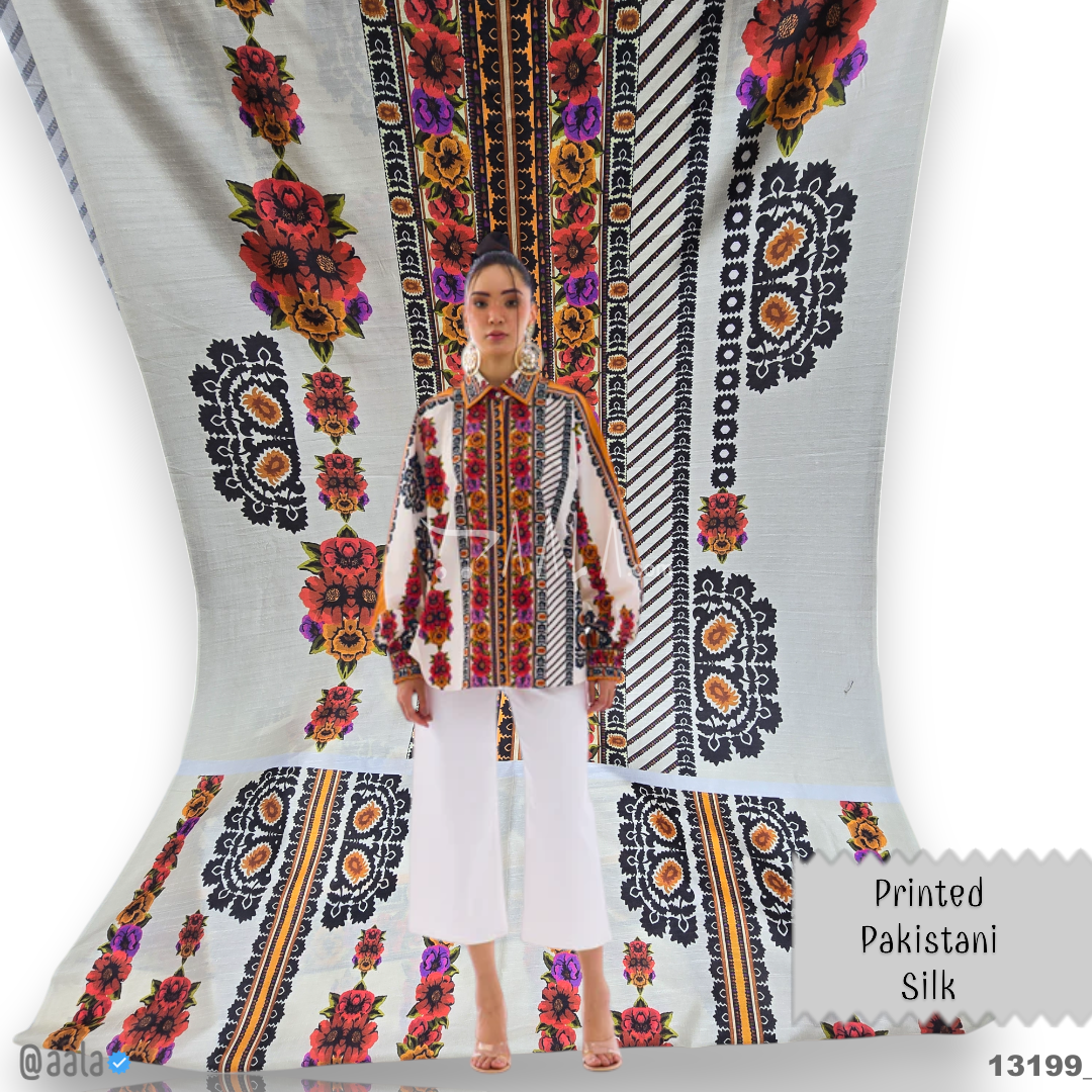 Printed-Pakistani Silk Blend 44-Inches PRINTED Per-Pc #13199