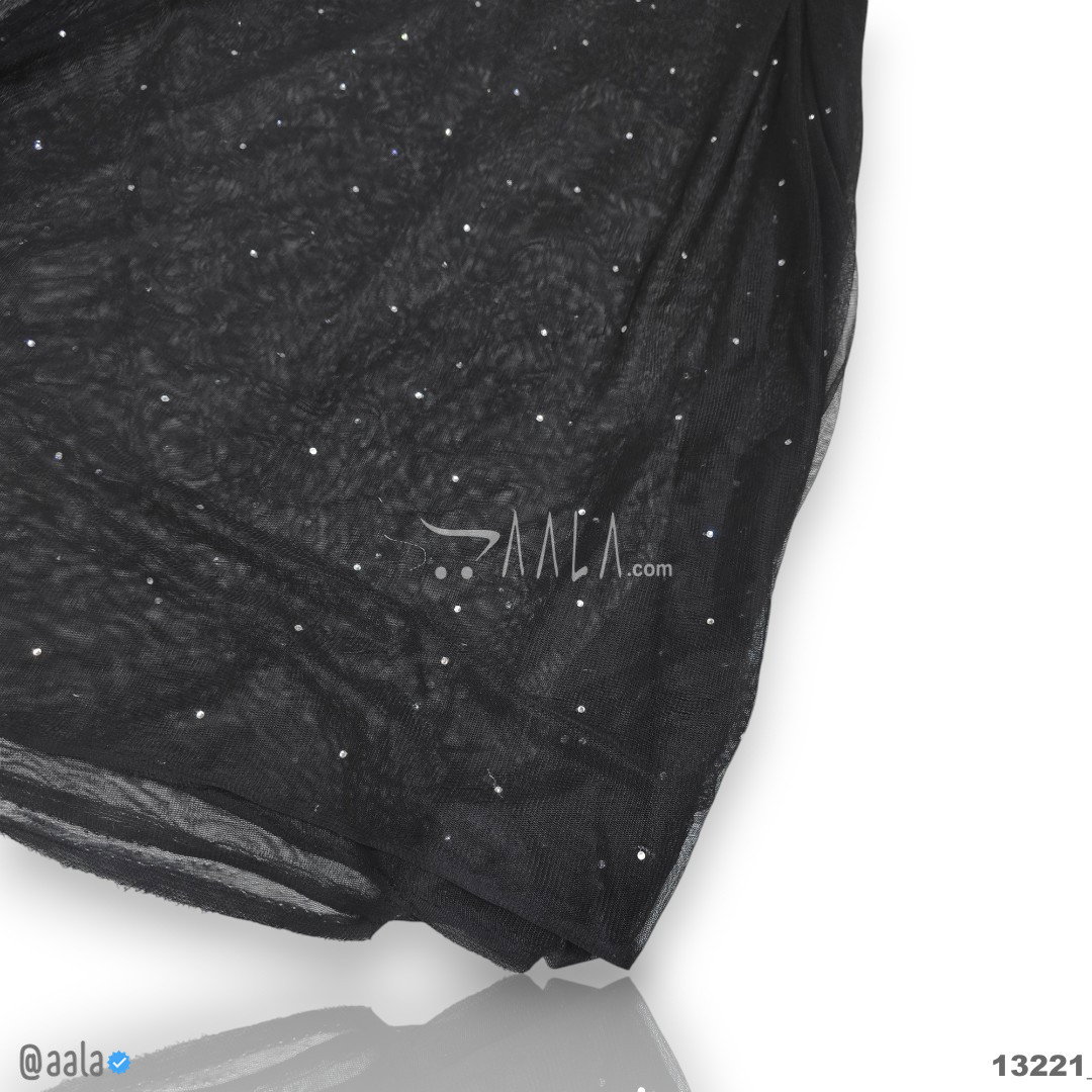 Micro-Mini-Diamonds-Silver Net Nylon Dupatta-44-Inches DYEABLE 2.25-Metres 