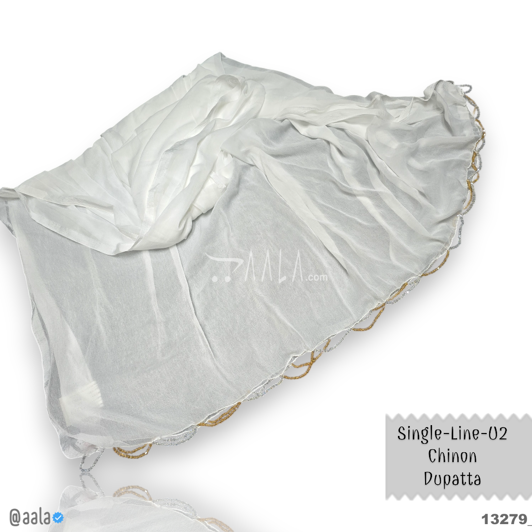 Single-Line-U2 Chinon Nylon Dupatta-32-Inches DYEABLE 2.25-Metres #13279