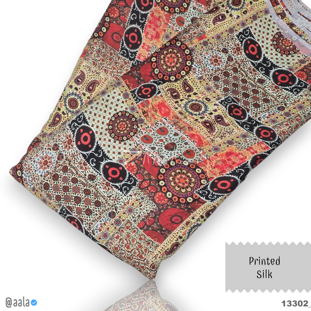Printed Silk Blend 44-Inches PRINTED Per-Metre #13302