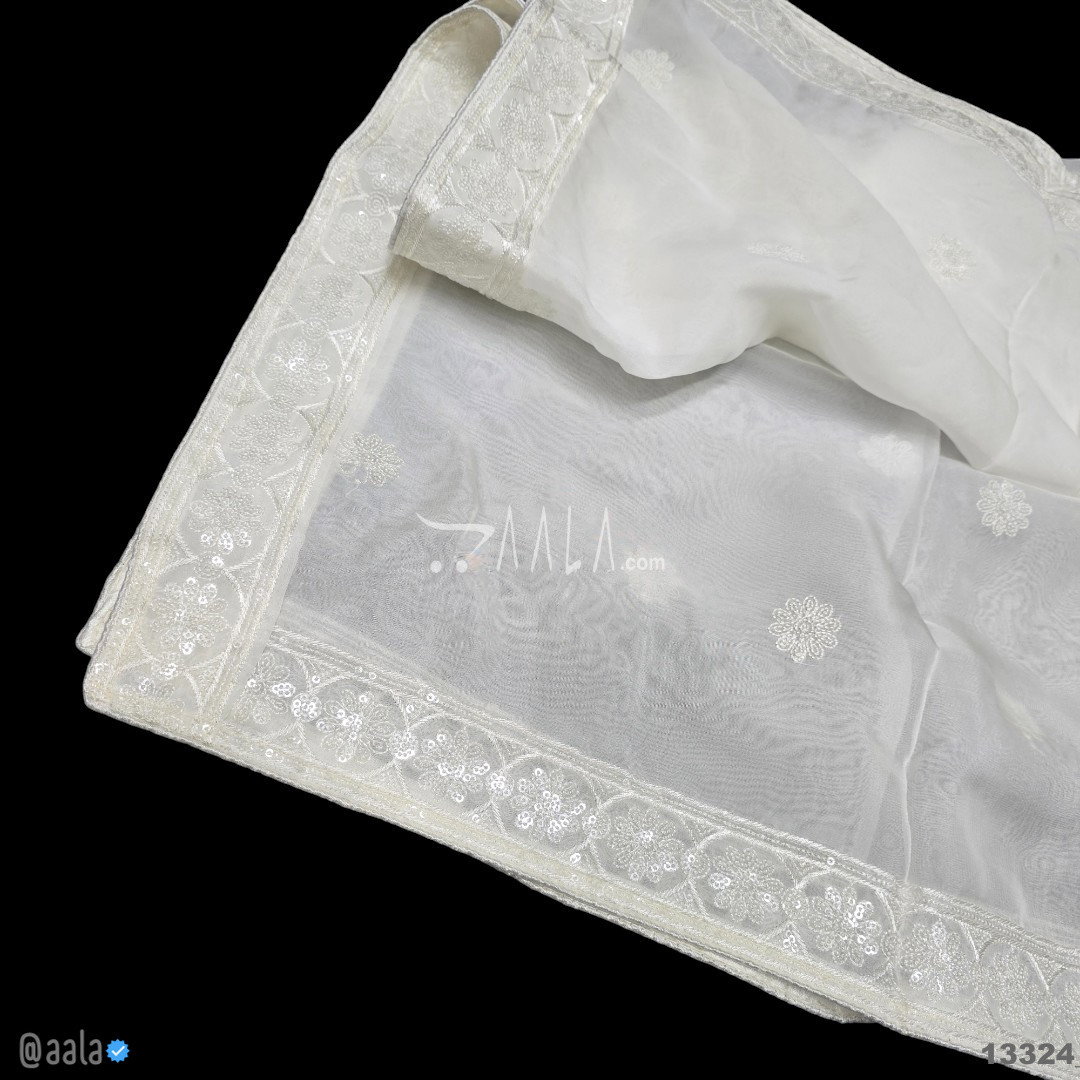Embroidered Organza Viscose Dupatta-40-Inches DYEABLE 2.50-Metres 