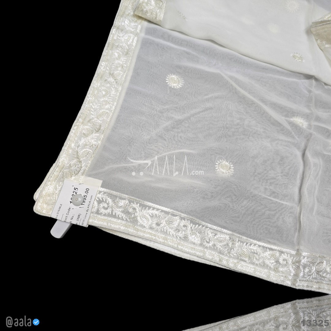 Embroidered Georgette Viscose Dupatta-40-Inches DYEABLE 2.50-Metres 