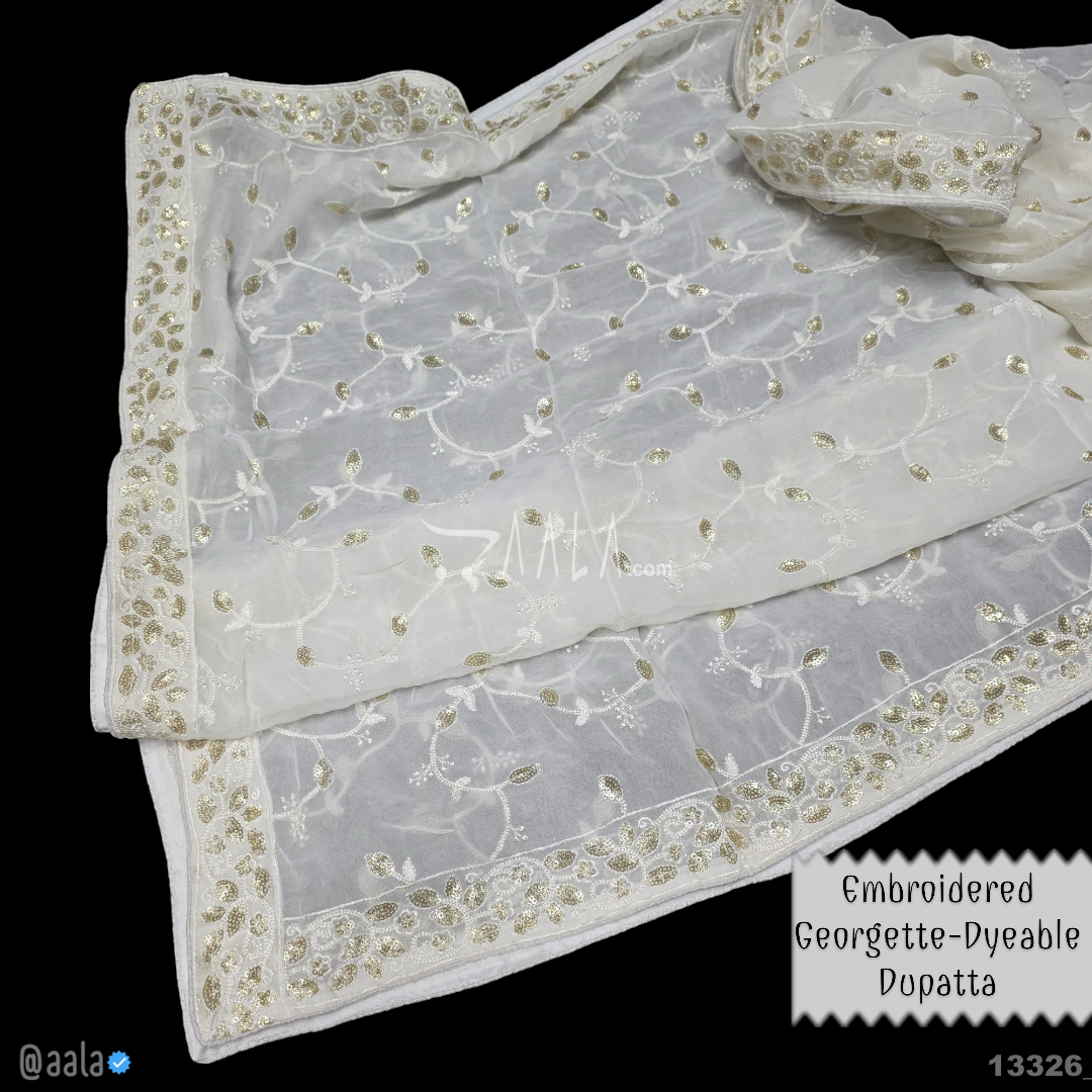 Embroidered Georgette Viscose Dupatta-40-Inches DYEABLE 2.50-Metres 