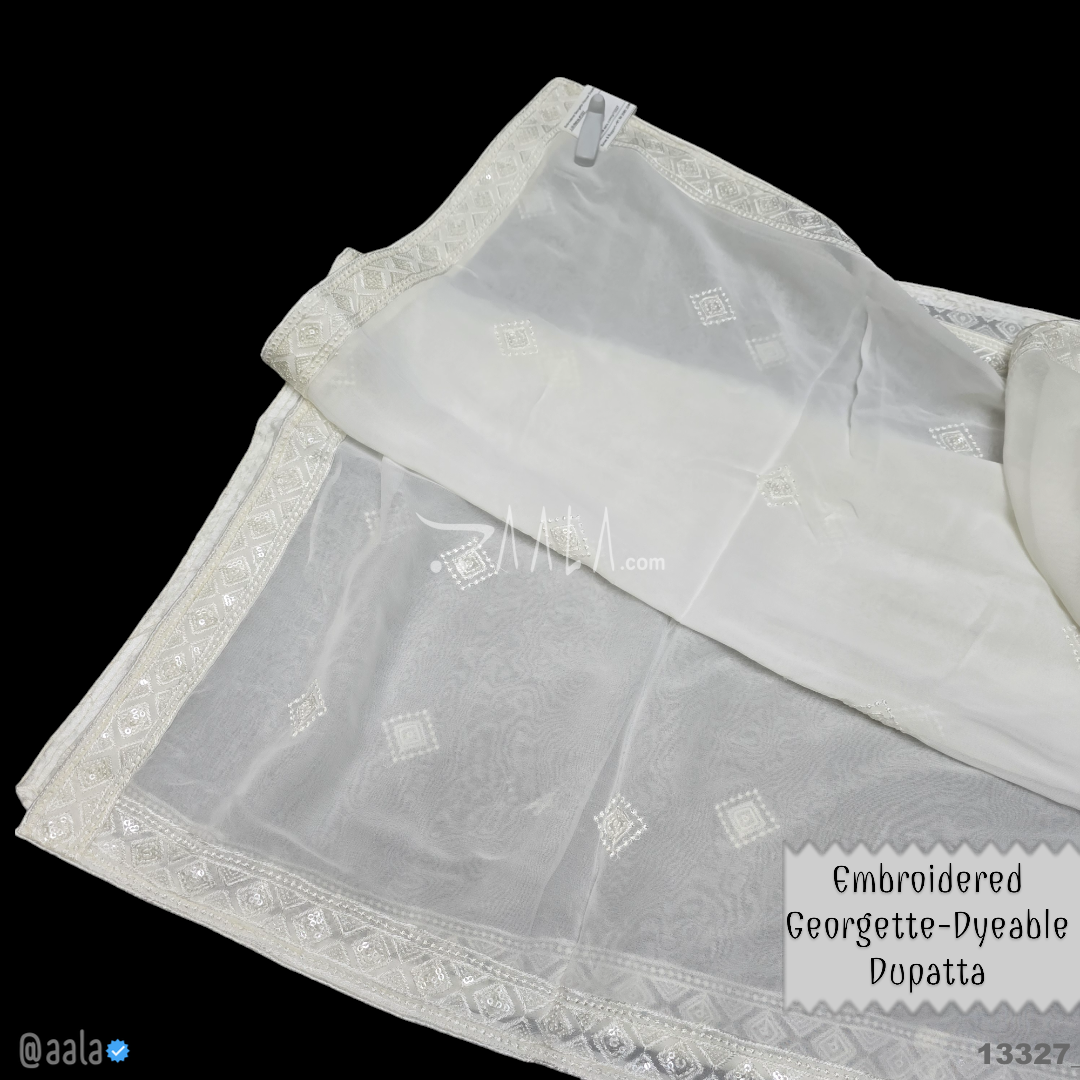Embroidered Georgette Viscose Dupatta-40-Inches DYEABLE 2.50-Metres 