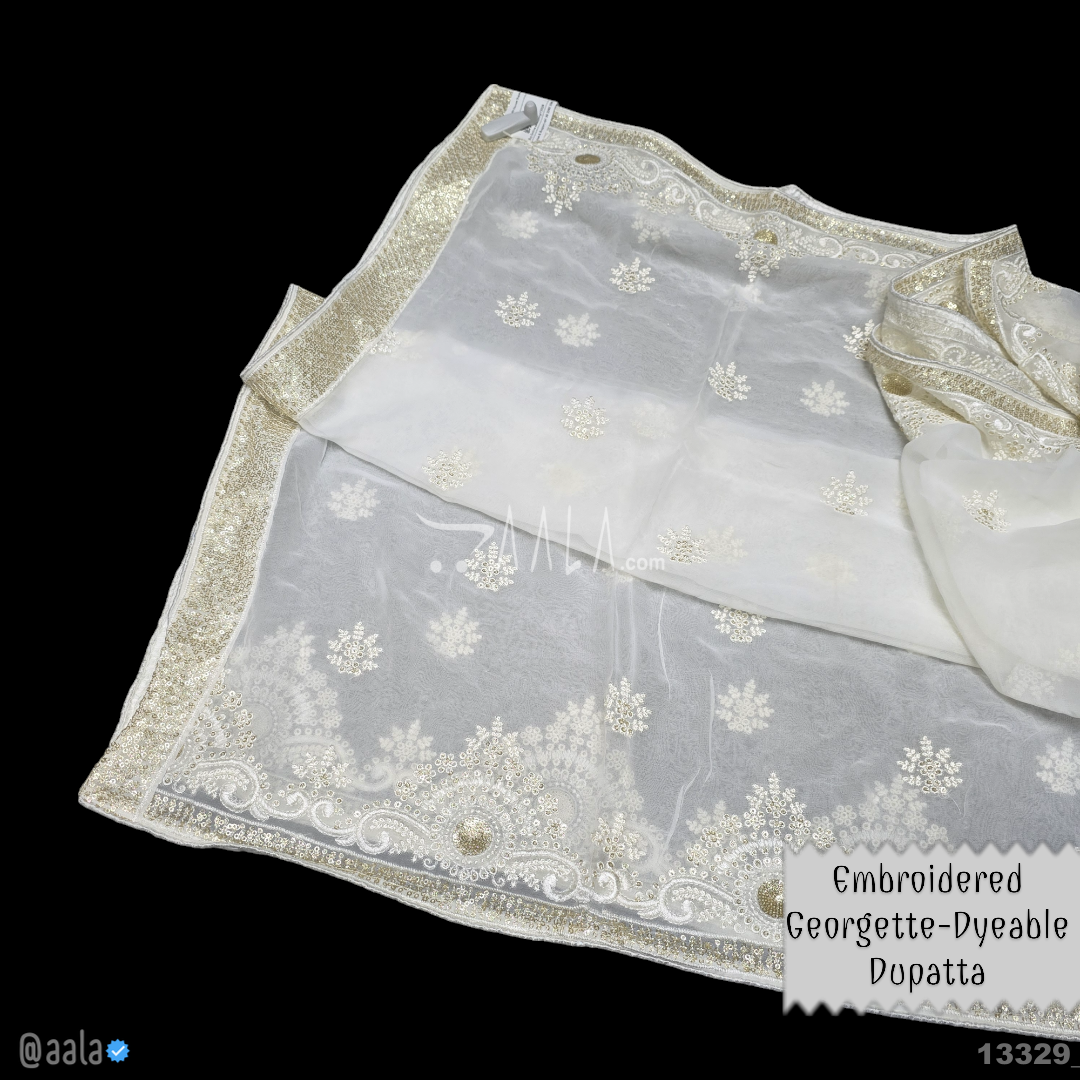 Embroidered Georgette Viscose Dupatta-40-Inches DYEABLE 2.50-Metres 