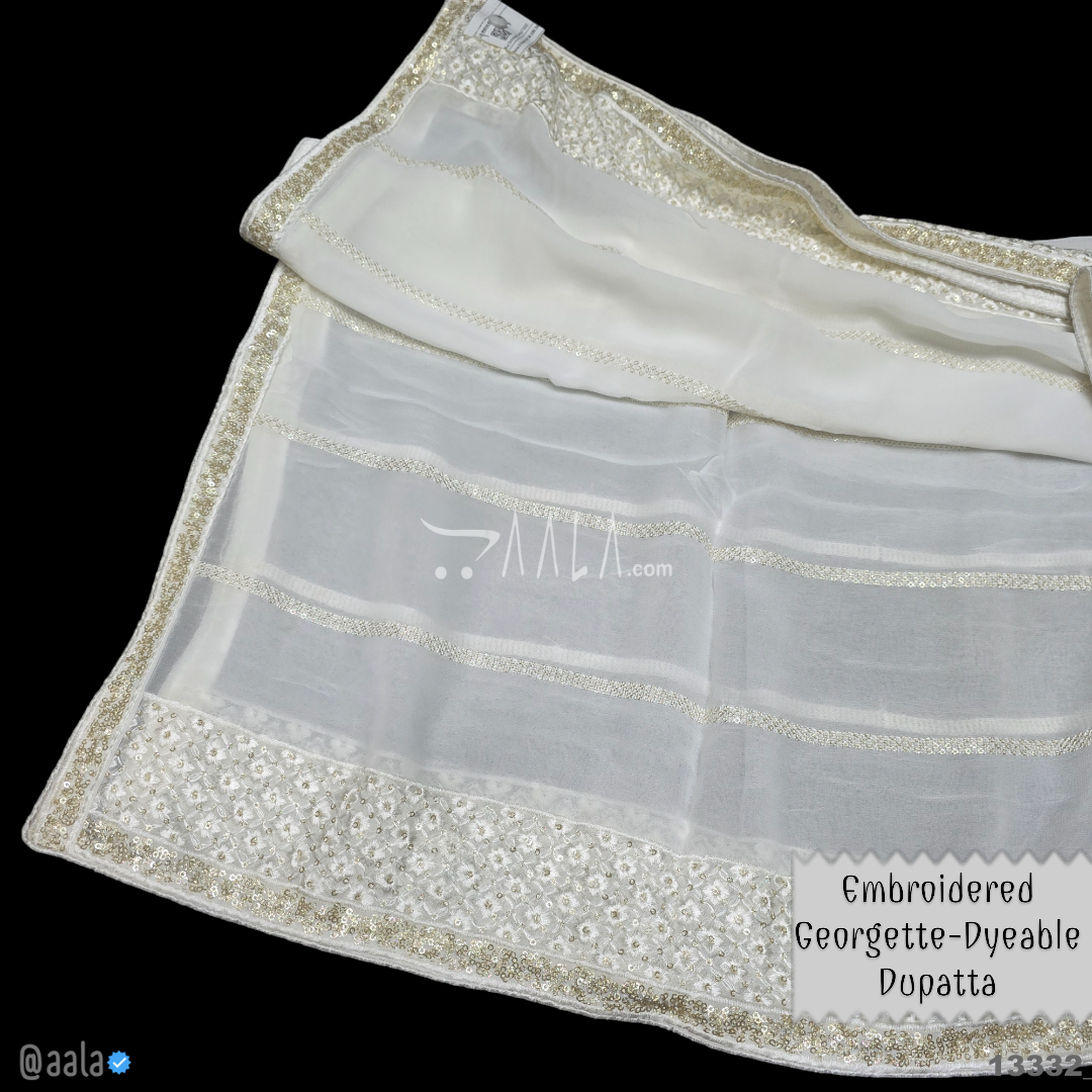 Embroidered Georgette Viscose Dupatta-40-Inches DYEABLE 2.50-Metres 