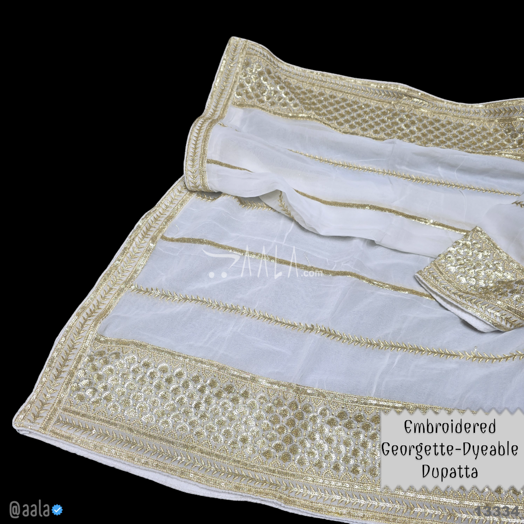 Embroidered Georgette Viscose Dupatta-40-Inches DYEABLE 2.50-Metres 
