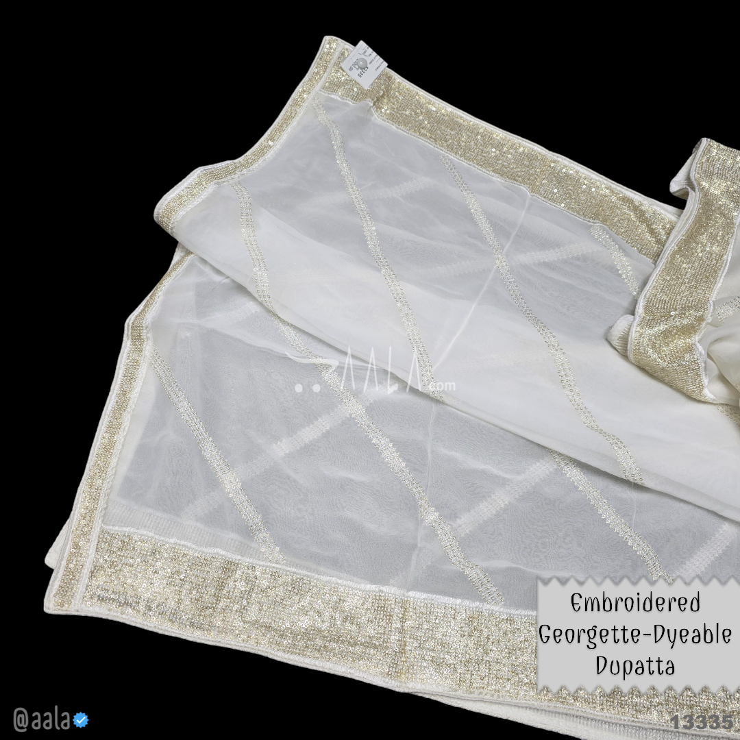 Embroidered Georgette Viscose Dupatta-40-Inches DYEABLE 2.50-Metres 