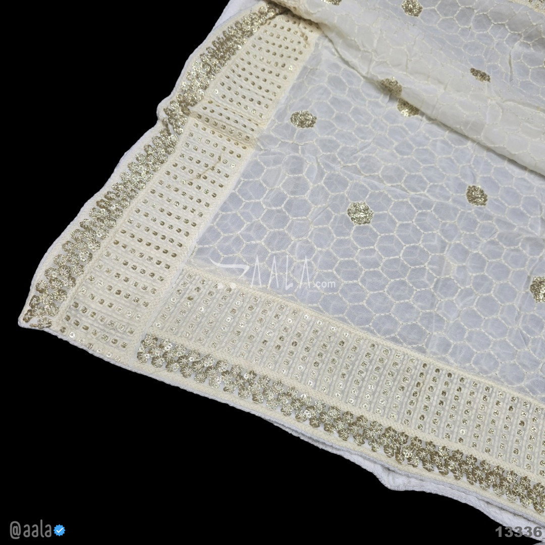 Embroidered Georgette Viscose Dupatta-40-Inches DYEABLE 2.50-Metres 