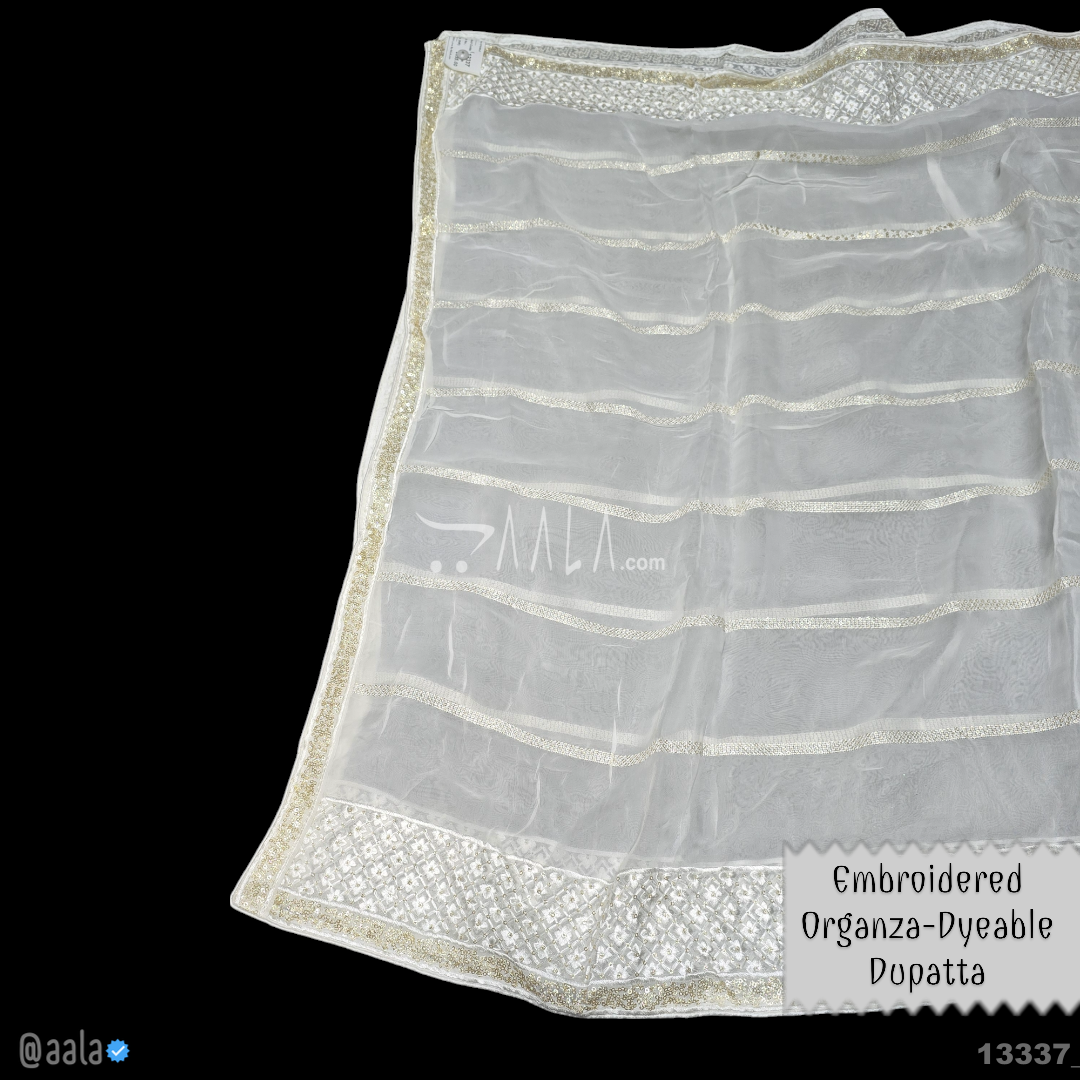 Embroidered Organza Viscose Dupatta-40-Inches DYEABLE 2.50-Metres 