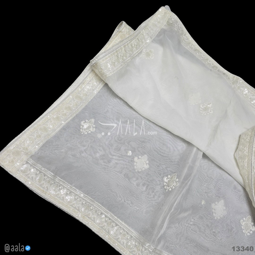 Embroidered Organza Viscose Dupatta-40-Inches DYEABLE 2.50-Metres 