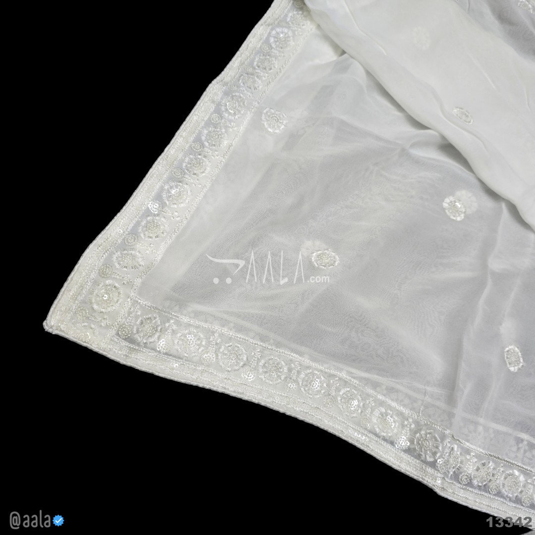 Embroidered Georgette Viscose Dupatta-40-Inches DYEABLE 2.50-Metres 