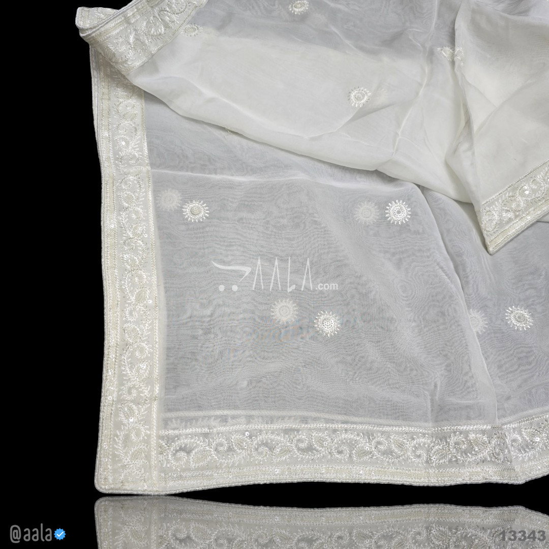 Embroidered Organza Viscose Dupatta-40-Inches DYEABLE 2.50-Metres 