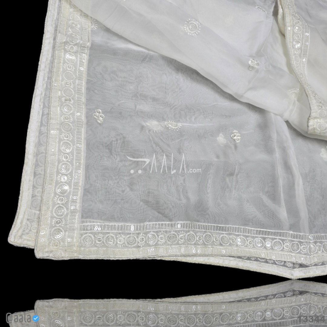 Embroidered Organza Viscose Dupatta-40-Inches DYEABLE 2.50-Metres 