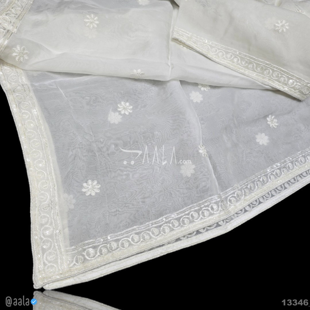 Embroidered Organza Viscose Dupatta-40-Inches DYEABLE 2.50-Metres 
